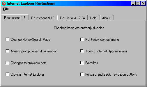 IE Restrictions 1.0 software screenshot