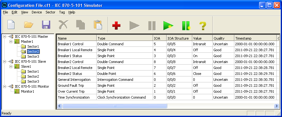 IEC 870-5-101 Simulator 1.2.1 software screenshot