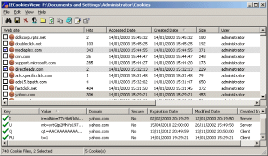 IECookiesView 1.79 software screenshot