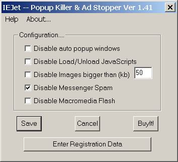 IEJet-Popup Killer and Ad Stopper 1.41 software screenshot