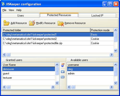 IISKeeper 2.3 software screenshot