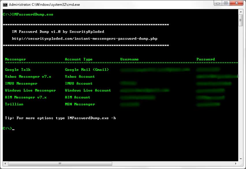 IM Password Dump 4.0 software screenshot