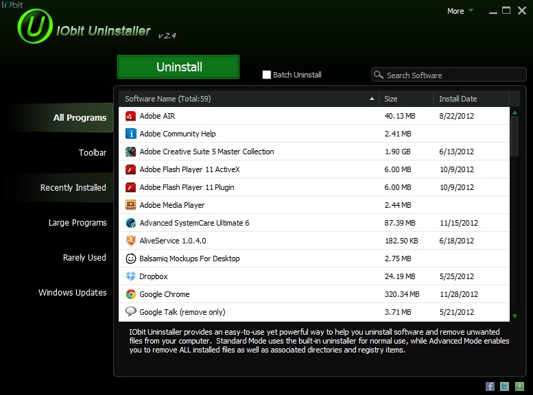 IObit Uninstaller Portable 6.3.0.18 software screenshot