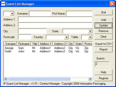 IP Guest List Manager 1.01 software screenshot