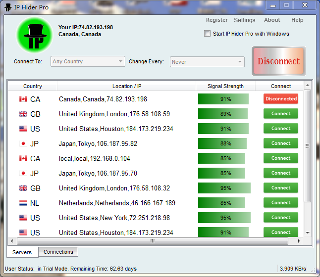 IP Hider Pro 5.6.0.1 software screenshot