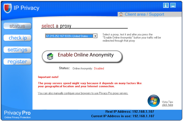 IP Privacy 3.5 software screenshot