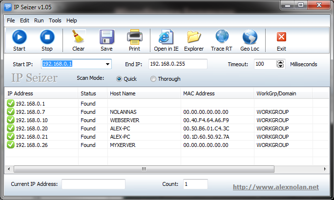 IP Seizer 1.05 software screenshot