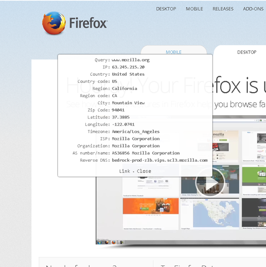 IP to Geolocation for Firefox 1.0 software screenshot