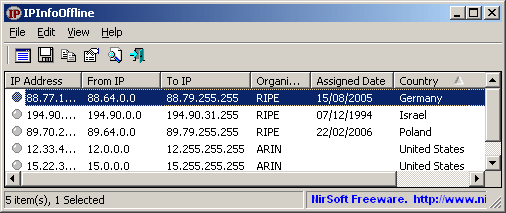 IPInfoOffline 1.44 software screenshot