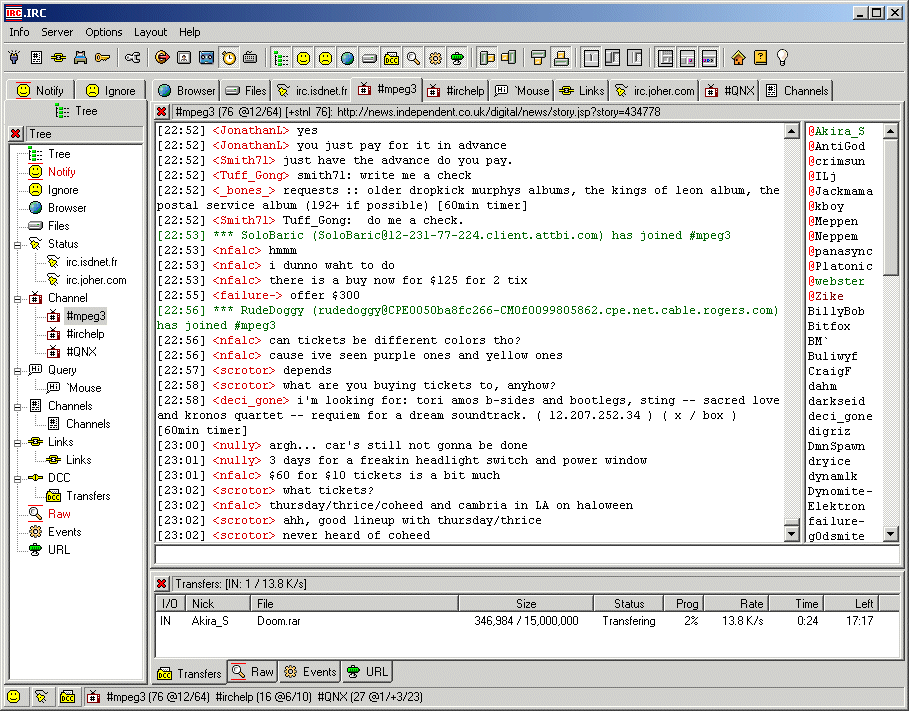 .IRC 1.1 software screenshot