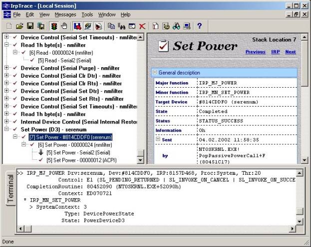 IRPTrace 02.00.001 software screenshot