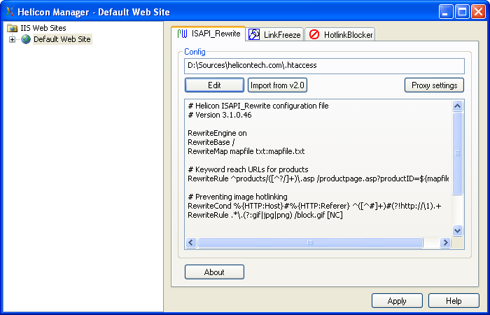 ISAPI_Rewrite Lite 3.1.0.99 software screenshot