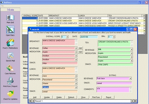 IbsDiary 2.2.0.2 software screenshot