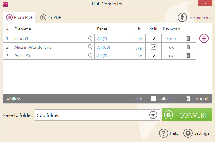 Icecream PDF Converter 2.72 software screenshot
