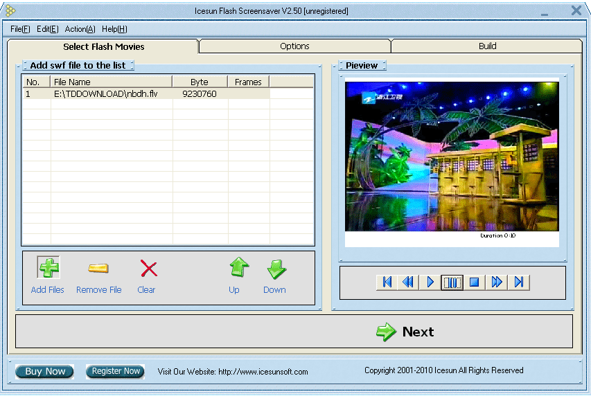 Icesun Flash Screensaver 2.50 software screenshot