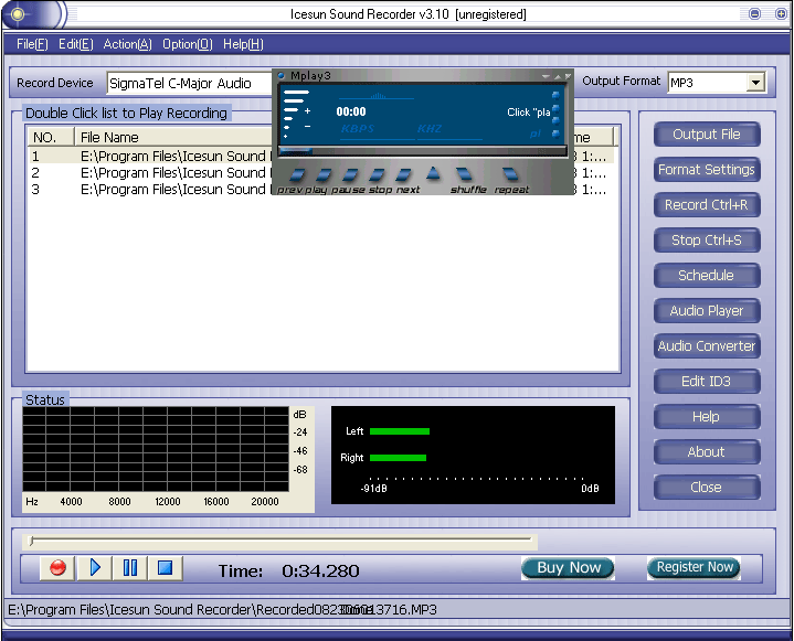 Icesun Sound Recorder 3.50 software screenshot