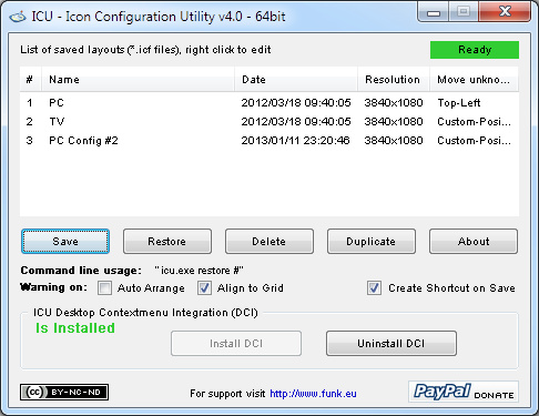 Icon Configuration Utility 4.0 software screenshot