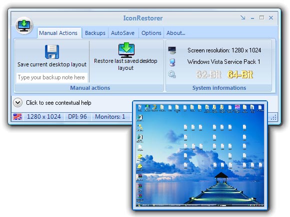 IconRestorer 1.0.8.1 SR1 software screenshot