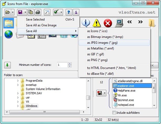 Icons from File 5.1.0 software screenshot