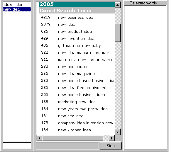 Idea Finder 10 software screenshot