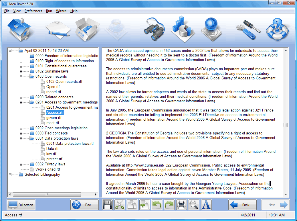 Idea Rover 5.20 software screenshot