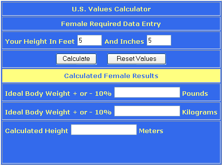 Ideal Body Weight Calculator 1.0 software screenshot