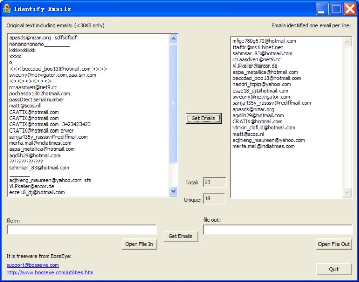 Identify Emails - Collect emails 1.0 software screenshot