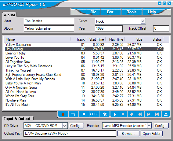ImTOO CD Ripper  for to mp4 4.39 software screenshot