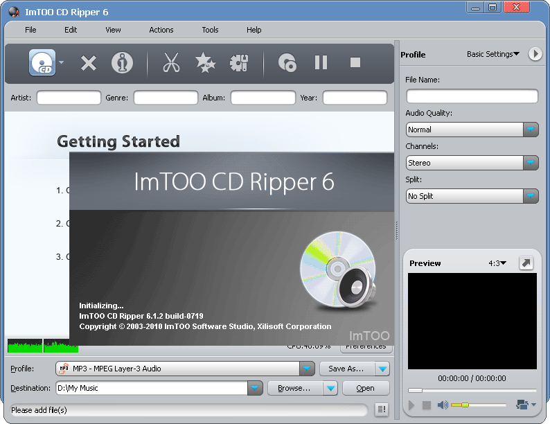 ImTOO CD Ripper 6.3.0.0805 software screenshot