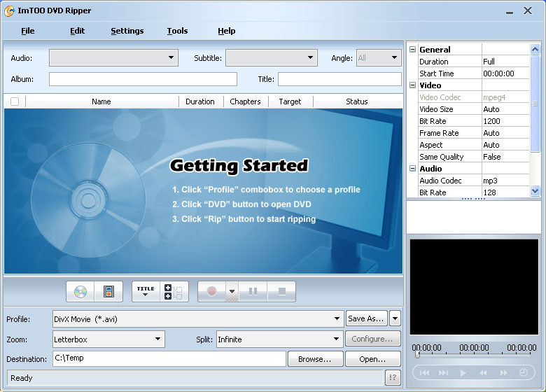ImTOO DVD Ripper 4.0.98.0222 software screenshot