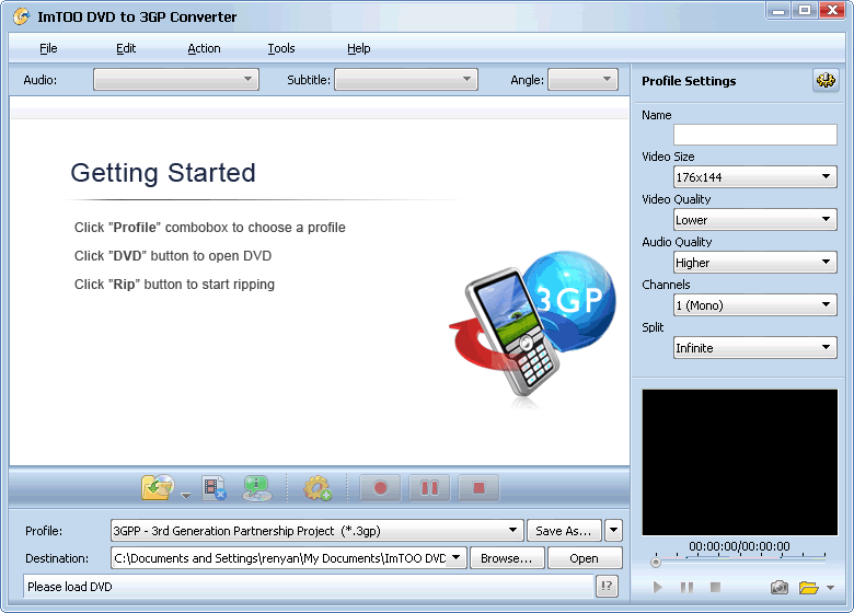 ImTOO DVD to 3GP Converter 5.0.44 software screenshot