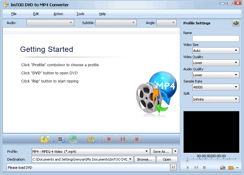 ImTOO DVD to MP4 Converter 5.0.44 software screenshot