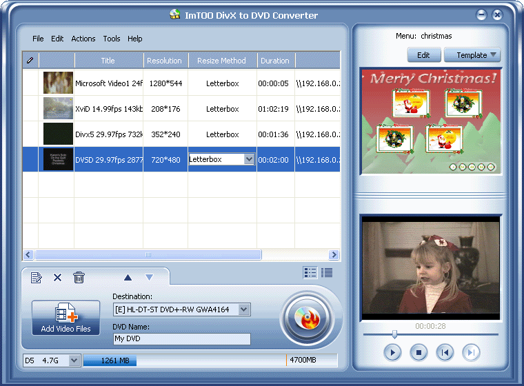 ImTOO DivX to DVD Converter 3.039 software screenshot