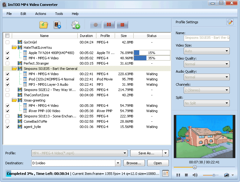 ImTOO MP4 Video Converter 5.1.17 software screenshot