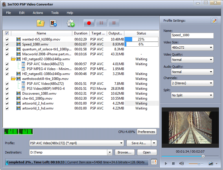 ImTOO PSP Music Suite 6.0.14.1104 software screenshot