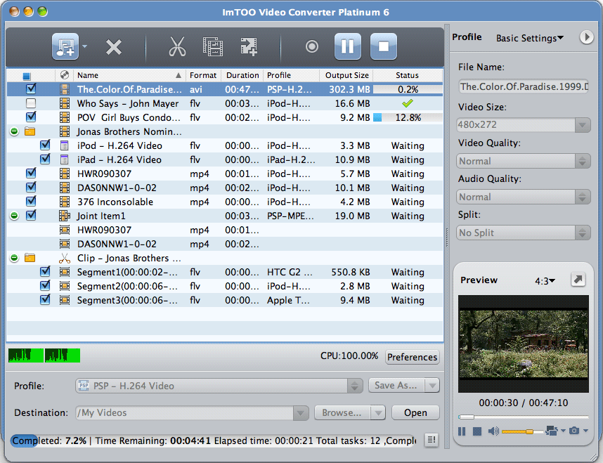 ImTOO Video Converter Platinum for Mac 6.0.3.0428 software screenshot