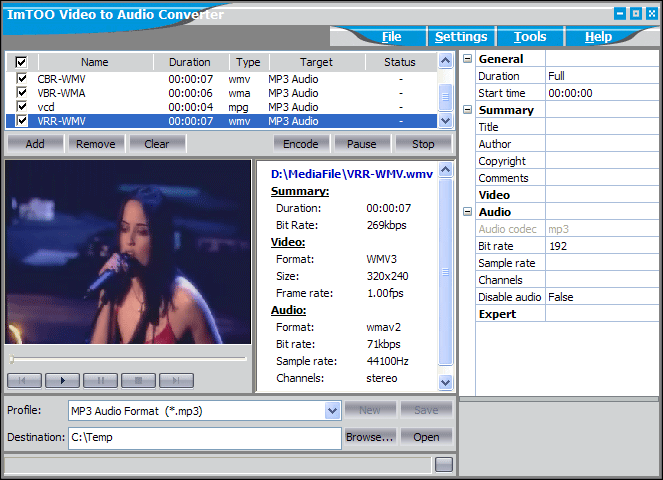 ImTOO Video to Audio Converter 5.1.37.0312 software screenshot