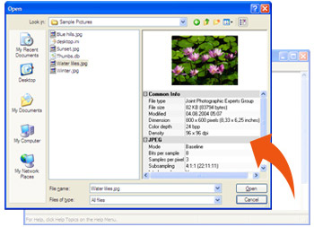 Image Open Save Dialog 8.2.0 software screenshot