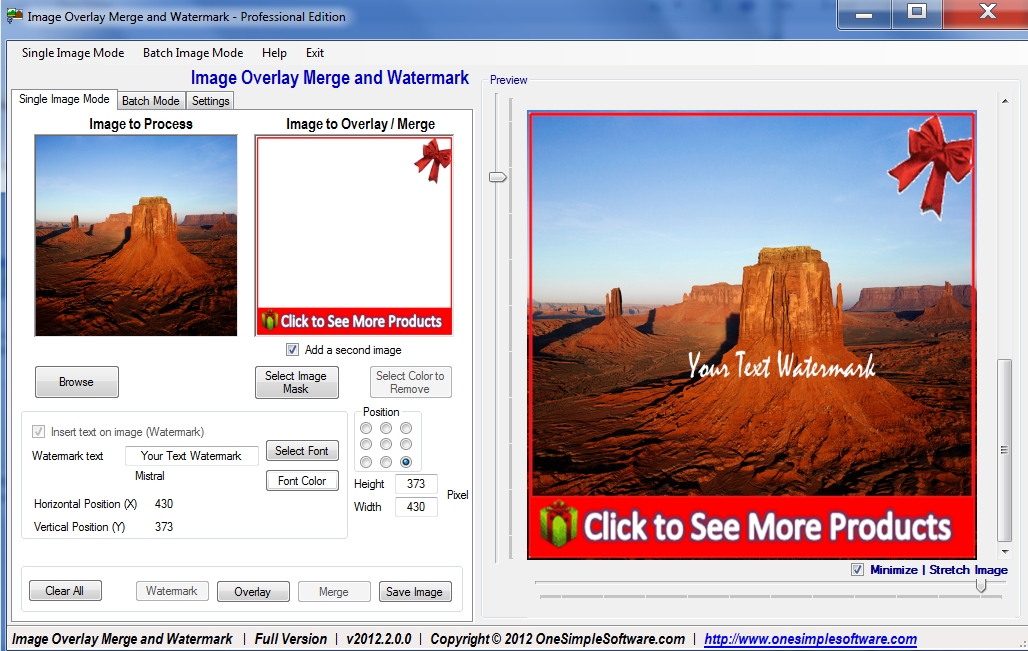 Image Overlay Merge and Watermark - Professional Edition 2012.2.0.1 software screenshot