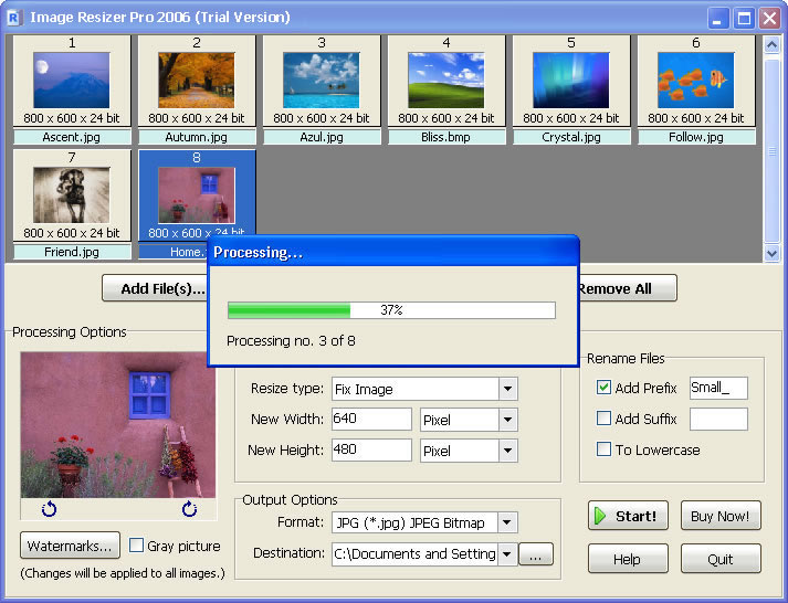 Image Resizer Pro 2006 2.6.7 software screenshot