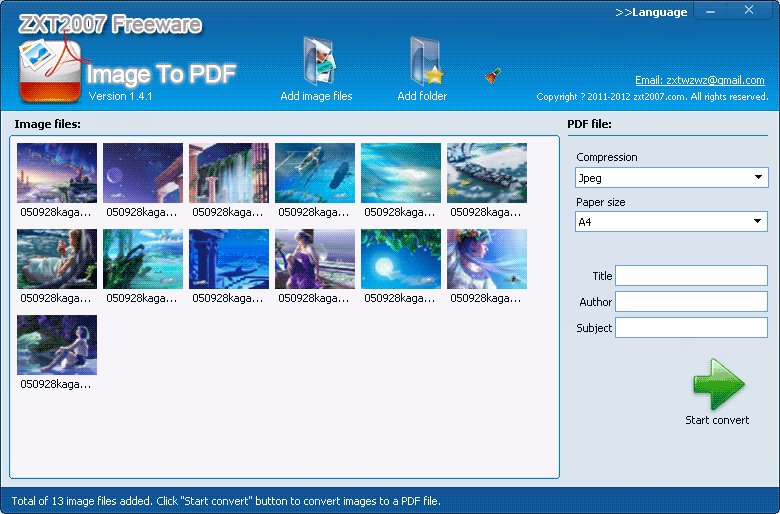 Image to PDF Free 1.1 software screenshot