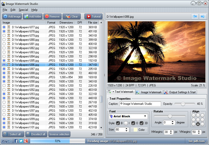 Image Watermark Studio 1.52 software screenshot