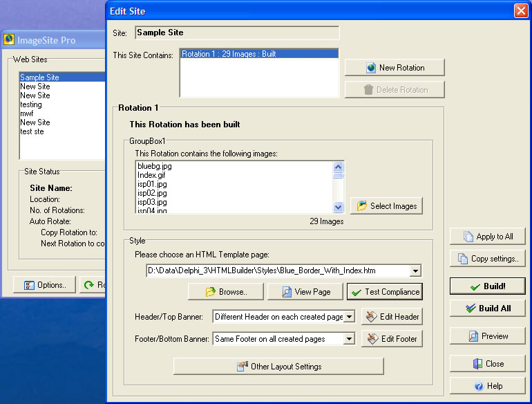 ImageSite Pro 1.1 software screenshot