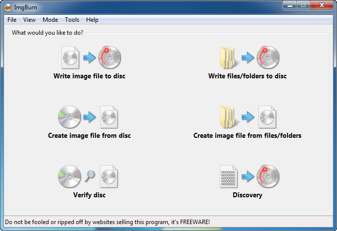 ImgBurn 2.5.8.0 software screenshot