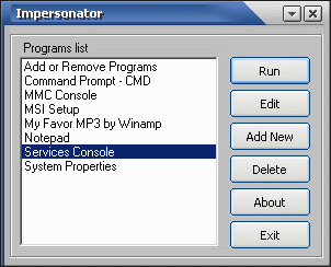 Impersonator 1.77 software screenshot