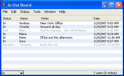 In-Out Board 2.1 software screenshot