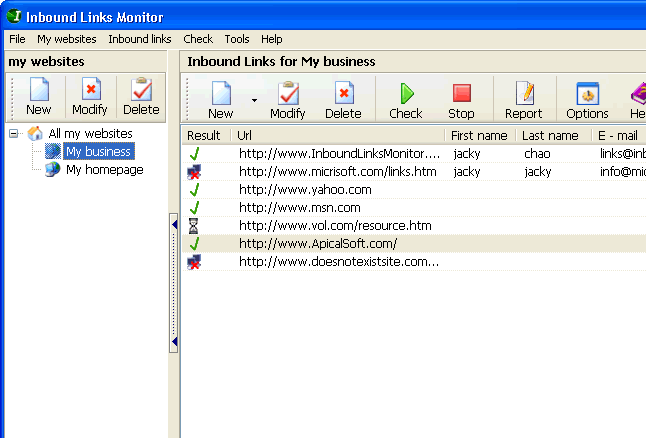 Inbound Links Monitor 3.1 software screenshot