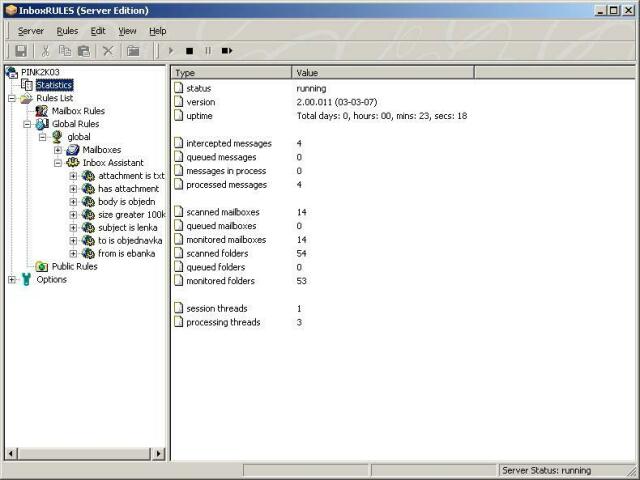 InboxRULES for Exchange Server 2.11 software screenshot