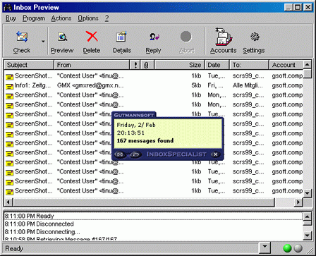 InboxSpecialist 2001 software screenshot