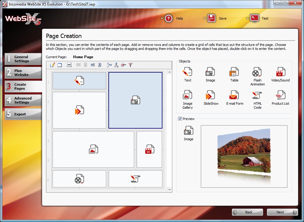 Incomedia WebSite X5 Professional 13.1.3.11 software screenshot